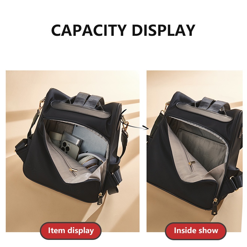 LAORENTOU กระเป๋าเป้สะพายหลังขนาดใหญ่สำหรับผู้หญิง ดีไซน์เกาหลี หลายช่องจัดของ ใช้ได้ทุกวัน - รูปที่ 4