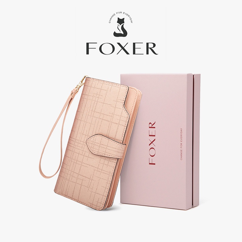 FOXER กระเป๋าสตางค์ผู้หญิง ทรงยาว หนังแท้ แฟชั่นทนทาน