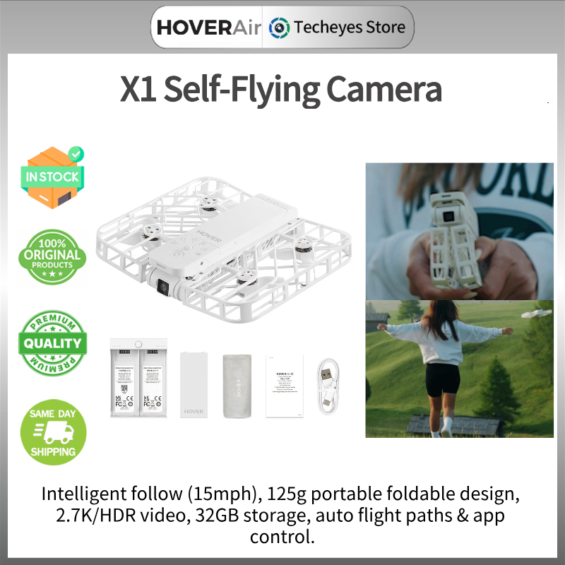 HOVERAir X1 8K โดรนแบบพับได้ - กล้องบินด้วยตนเองกระเป๋า 192g ความต้านทานลม 5 ระดับ