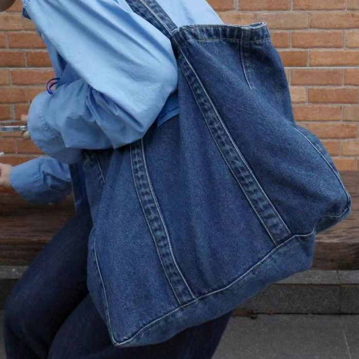 【จัดส่งจากประเทศไทย】🌼พร้อมส่ง🌼ทิวลิปย้อนยุคเดนิม สิริ ถุง เดนิม กระเป๋าสะพายแบบพกพาสาวความจุขนาดใหญ่พร็อพทํางานสันทนาการ