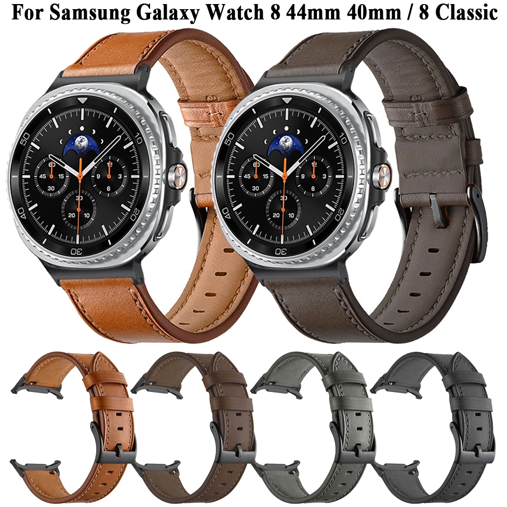 Leather Watch Strap For Galaxy Watch 8 สาย 40mm 44mm Adjustable สาย Galaxy Watch 8 Classic Strap Met