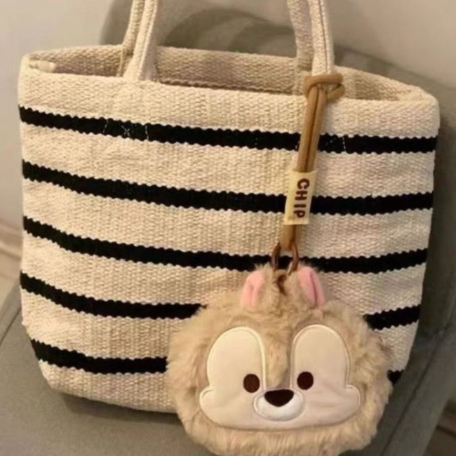 【จัดส่งจากประเทศไทย】 พร้อมส่ง กระเป๋าถือ ผ้าฝ้ายทอมือ ลายทาง ขนาดเล็ก พร้อมจี้ สําหรับผู้หญิง