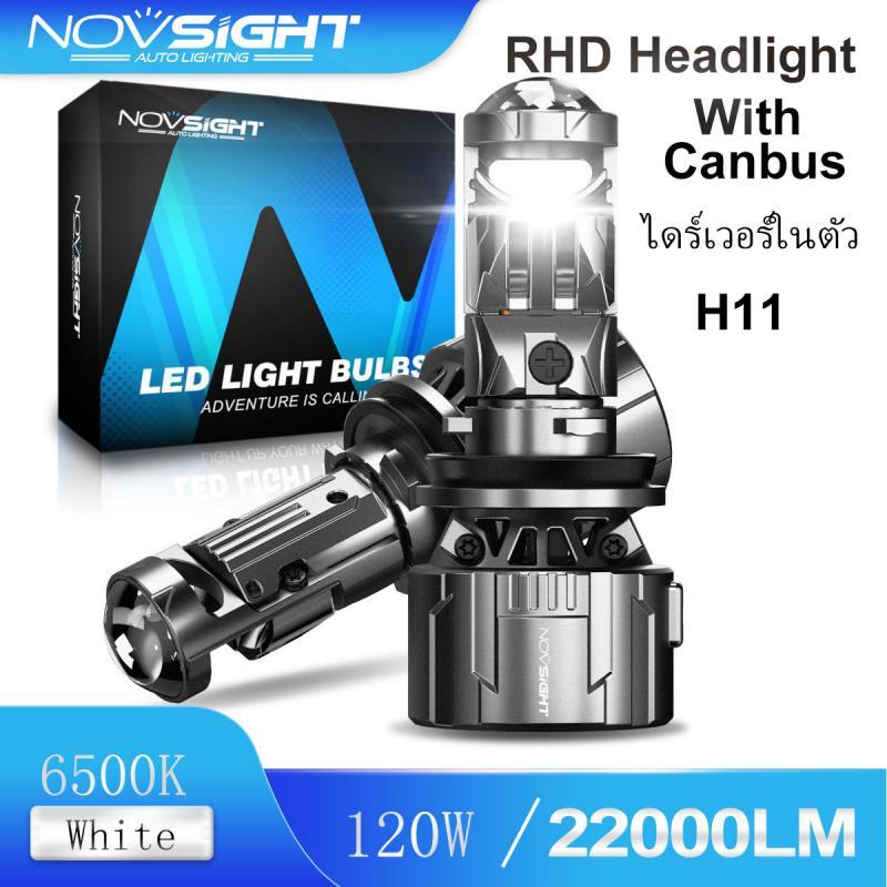 【 RHD】NOVSIGHT N94 H11 ไฟหน้ารถ Super Bright High Power 120W 6500K แสงสีขาว 22000LM พร้อม Canbus Plug and Play Precision เลนส์ไม่มีการออกแบบ Glare