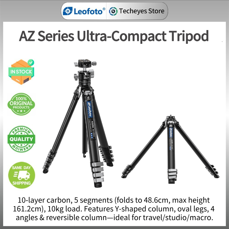 Leofoto AZ-235C + LH-30R/AZ-204C + LH-25R ขาตั้งกล้องคาร์บอนไฟเบอร์ Travel ขาตั้งกล้องสําหรับสตรีมมิ