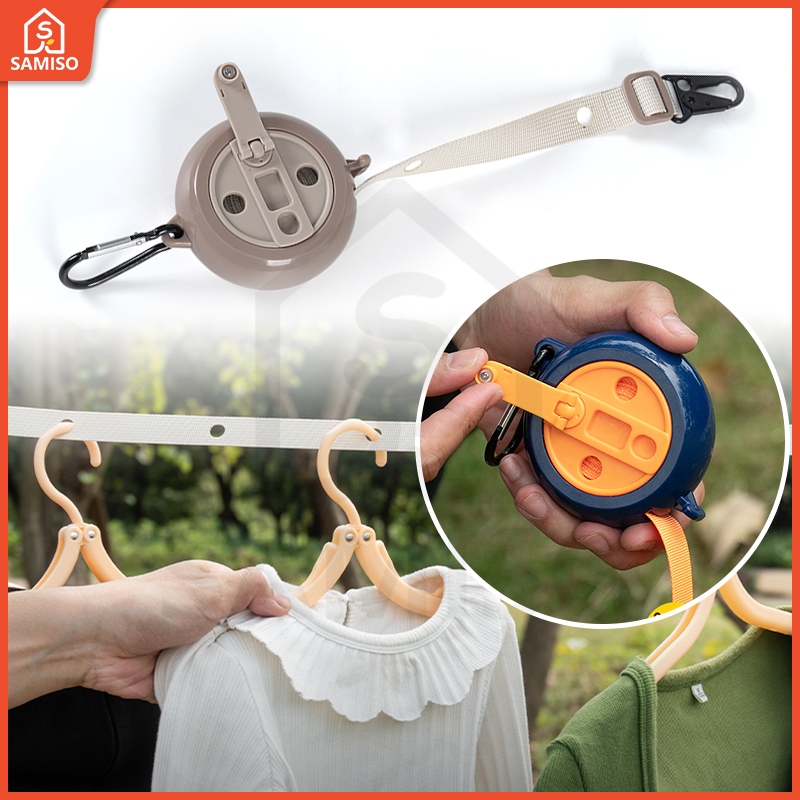 เสื้อผ้าแบบพกพากันลม Samiso | เชือกซักผ้าแคมป์ปิ้งและเดินทางกันลื่น | ที่แขวนแบบไม่ต้องเจาะรูสําหรับโรงแรม/เอชดีบี | Rainy Day & Outdoor Essential