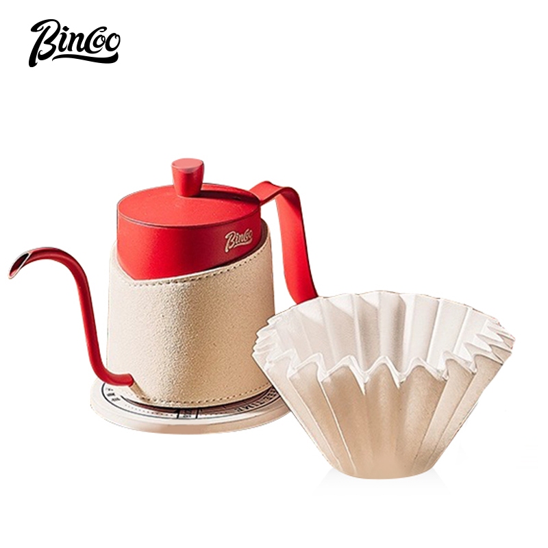 Bincoo หม้อกาแฟชงด้วยมือชุดแก้วกรอง Origami v60 ถ้วยกรองกาแฟเซรามิกเค้กแก้วกรองพร้อมวงเล็บด้านล่างไม้