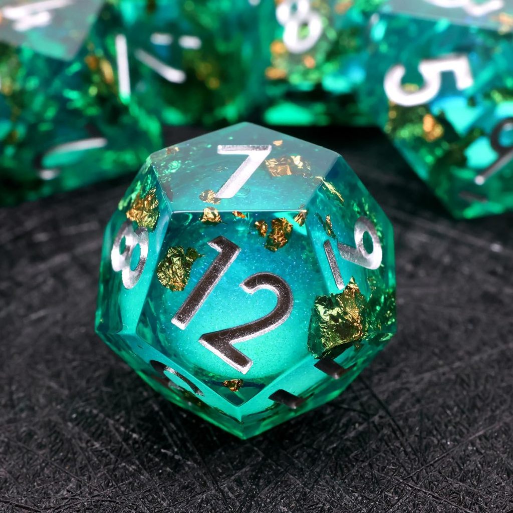 Polyhedral RPG ลูกเต๋า DND Sharp Edge ลูกเต๋าทําด้วยมือเรซิ่น DND ลูกเต๋าชุดสําหรับบทบาทเล่นเกมตาราง