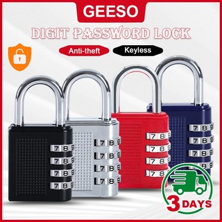 GEESO กุญแจดิจิตอล รหัส 4 หลัก กันน้ํา ตั้งรหัสใหม่ได้ กุญแจล็อคบ้าน กุญแจรหัส ล็อคประตู Password Lock code lock ล็อคโลหะ กันน้ํา ตั้งใหม่ได้ 密码锁