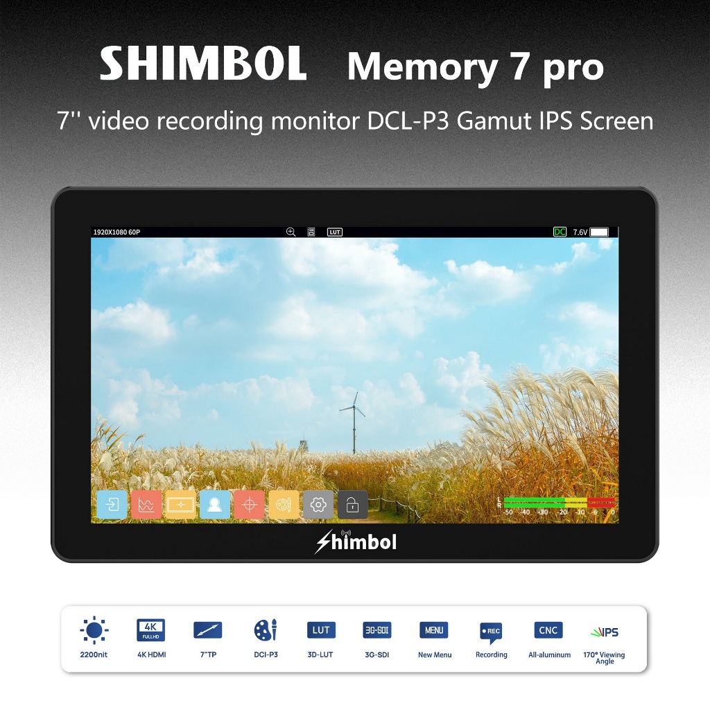 SHIMBOL Memory 7 pro 7 จอภาพบันทึกวิดีโอ DCL-P3 Gamut หน้าจอ IPS