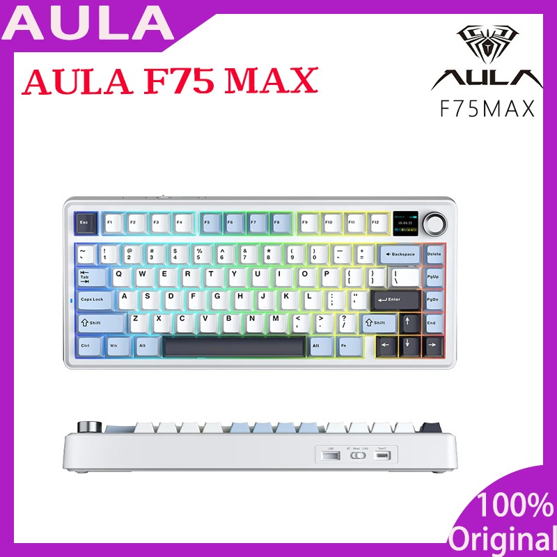 AULA F75 MAX Gaming Mechanical Keyboard 75% แบบมีสาย/บลูทูธ/2.4G Hot-Swap RGB E-sports คีย์บอร์ดพร้อ