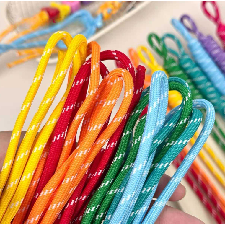 เชือก Rainbow สี 5 มม. ทำด้วยมือ สำหรับตกแต่งกระเป๋า ความยาว 2 เมตร