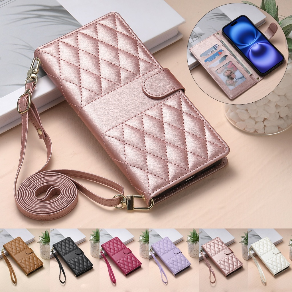 เคสวีโว Case for Vivo V70 V60 Lite V50 5G Y05 Y21 Y21D Y31 Y04 Y04s Y29s Y39 Y29 Y03 Y18 Y36 Y27 4G Y35 Y22 Y22s Y21 Y21t Y21s Y33t Y33s เคสโทรศัพท์หนังฝาพับพร้อมช่องใส่บัตรสําหรับ สายยาว PU Faux Leather Flip Cover Wallet Stand Hand Strap ซองมือถือ DF13