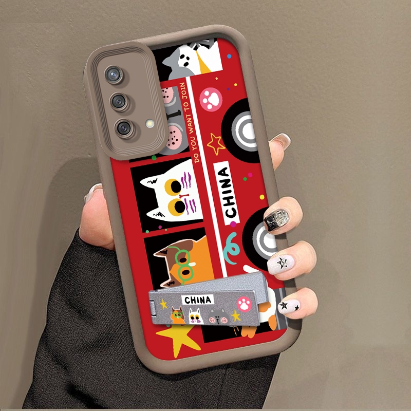 แมวน่ารัก bus shell delivery bracket เคสโทรศัพท์สําหรับ OPPO A74 4G F19 4G F19S 4G A95 4G A94 4G F19