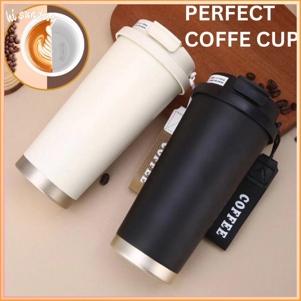 (จัดส่งจากประเทศไทย)แก้วกาแฟ 500มล พร้อมที่จับ แก้วกาแฟสแตนเลส กระติกน้ําสูญญากาศหุ้มฉนวน กาแฟ