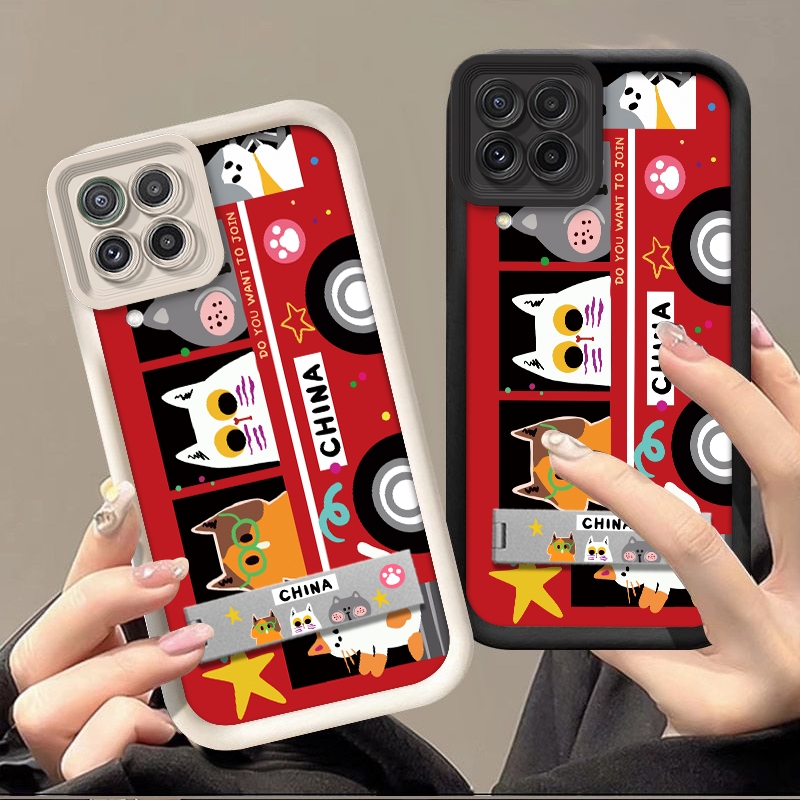 แมวน่ารัก bus shell delivery bracket เคสโทรศัพท์สําหรับ Samsung A12 5G A125 M12 F12 A15 S22 PLUS S20
