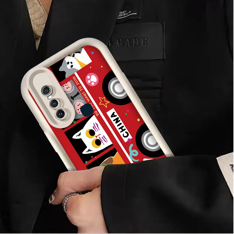 แมวน่ารัก bus shell delivery bracket เคสโทรศัพท์สําหรับ VIVO S1 pro V17 Y9S Y51 2020 X50 LITE V20 X2