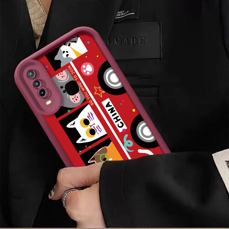 แมวน่ารัก bus shell delivery bracket เคสโทรศัพท์สําหรับ VIVO Y17 Y3 Y3S 2020 Y15 Y12 U3X U10 Y11 201