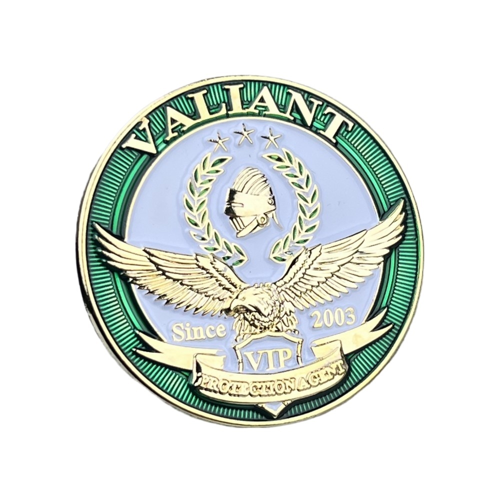 เครื่องประดับแฟชั่น Vip Protection Agent Gold Plated Enamel Collar Pin Lapel Pin ขนาด 1.26 นิ้ว