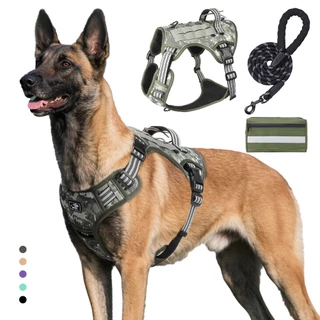 อุปกรณ์รัดตัวสุนัข กันกระชาก กันหลุด แนว Tactical ดีไซน์รูปตัว H สะท้อนแสง ปรับระดับได้ แถมเชือก 1.5 ม. สำหรับสุนัขไซส์กลาง-ใหญ่