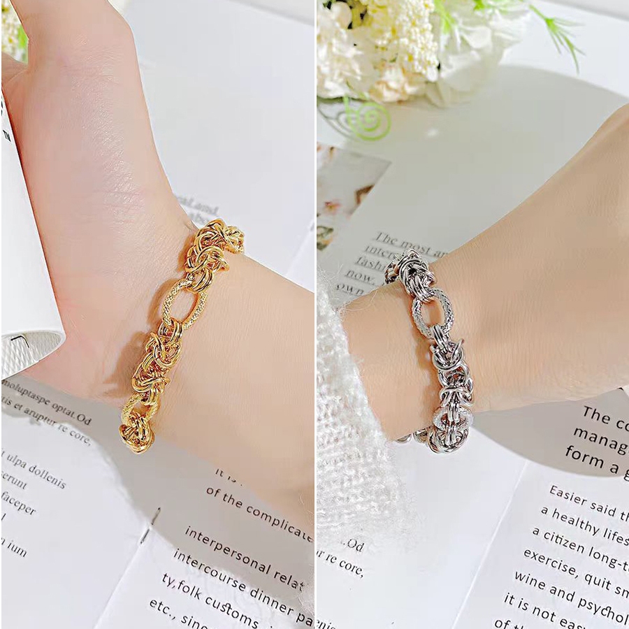 สร้อยข้อมือสแตนเลส Retro Casual สำหรับทั้งผู้ชายและผู้หญิง กันเหงื่อกันน้ำ ไม่ซีดจาง อินเทรนด์