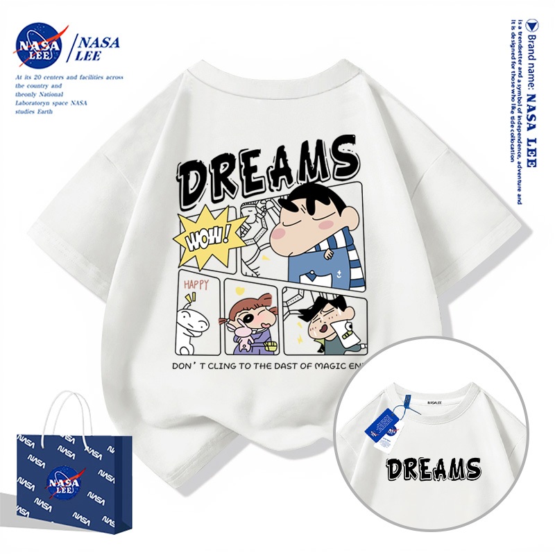 【จัดส่งภายในวันเดียว】เสื้อยืด NASA ผ้าฝ้าย ลายชินจังลุคเท่ห์ สำหรับทุกวัย ระบายอากาศดี สไตล์ไทย