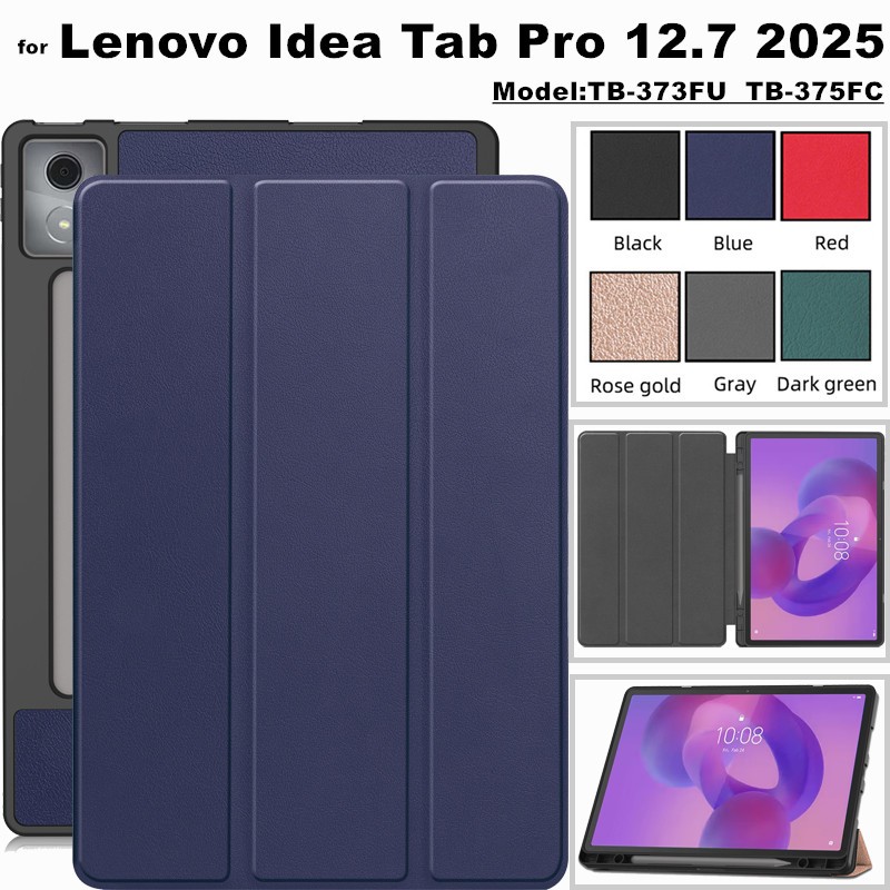 for Lenovo Idea Tab Pro 12.7 Inch 2025 TB-373FU TB-375FC Tablet Cover PU Leather Case With Pen Slot 