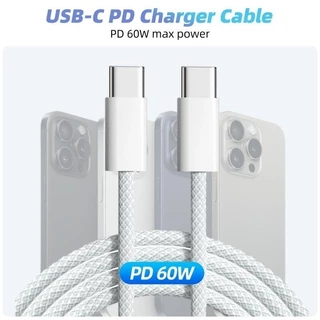 สายชาร์จเร็ว PD60W หัวชาร์จเร็ว 45W USB-C Power Adapter สายชาร์จไนลอนถัก Type-c ถึง c รองรับรุ่น iP15-17Promax/Pad