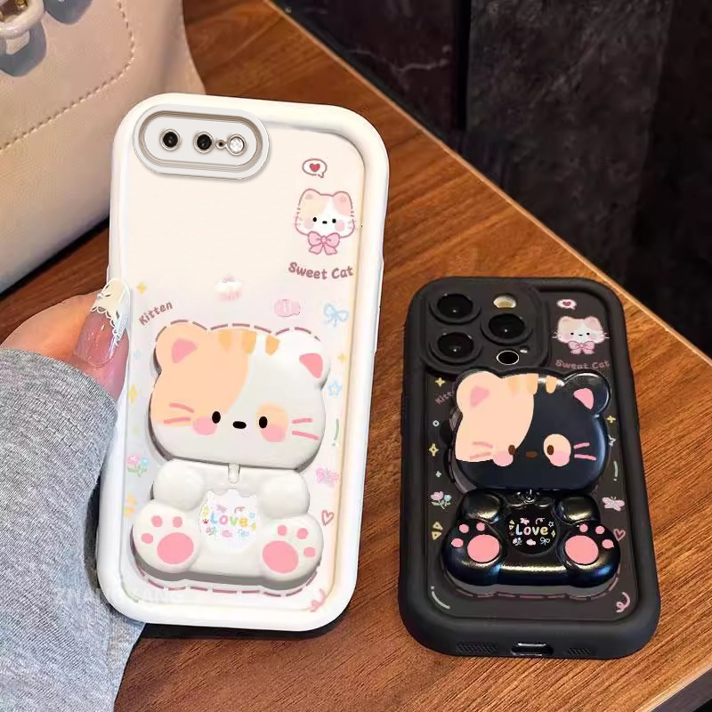 เคสสําหรับiPhone 7 Plus 8 Plus 6S Plus 6 Plus 7 8 6 6Sความงามหมีหมุนขาตั้งออกแบบใหม่เคสโทรศัพท์ซิลิโคนกันกระแทกTPU soft shell