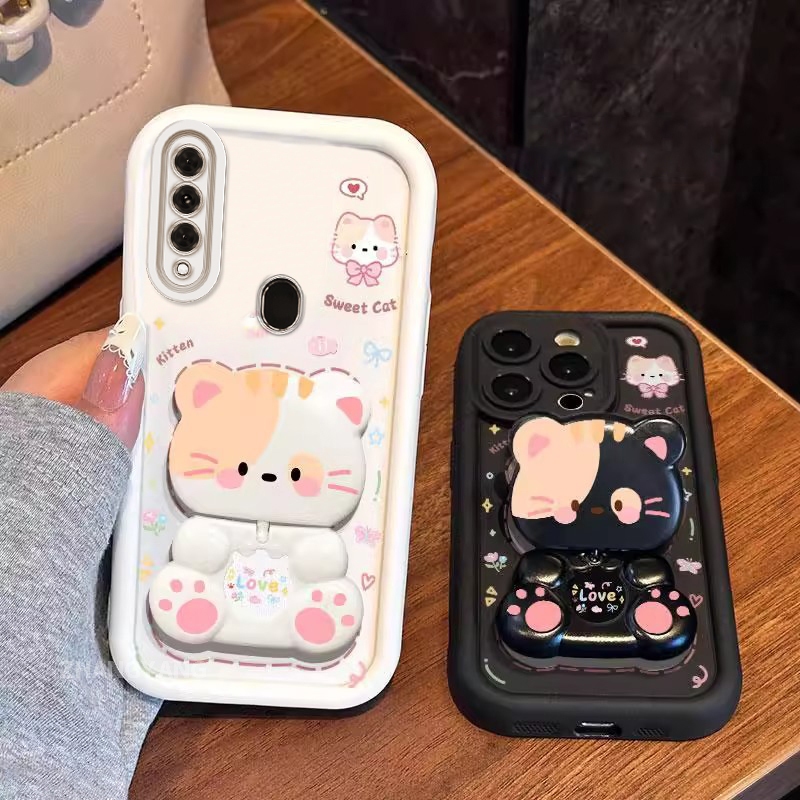 เคสสําหรับ OPPO A31 2020 ความงามหมีขาตั้งหมุนได้เคสโทรศัพท์ดีไซน์ใหม่ซิลิโคนกันกระแทก TPU นิ่ม