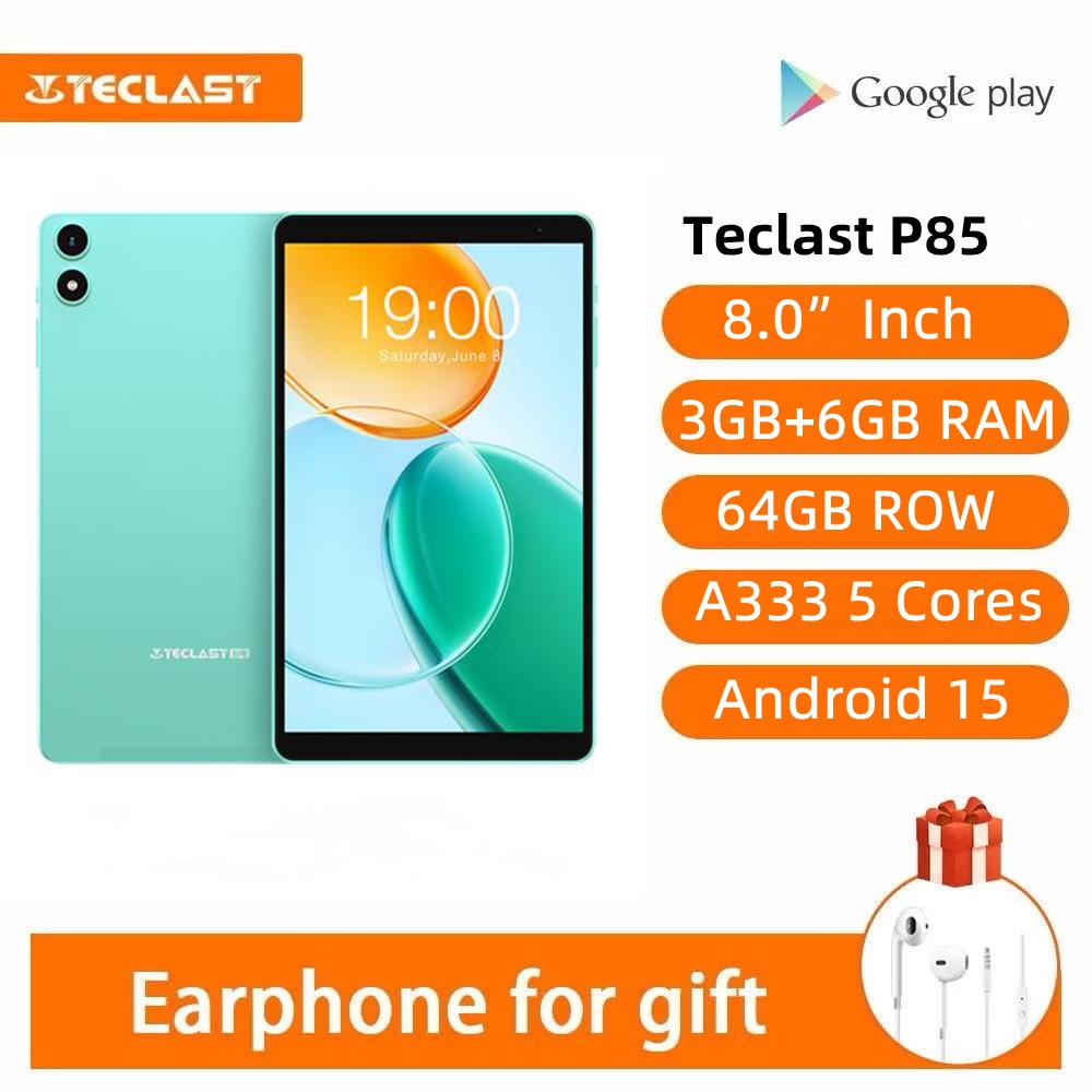 Teclast P85 Android 15 แท็บเล็ต 8 นิ้ว IPS 3GB RAM 64GB ROM A333 5-core Wi-fi 6 Type-C แท็บเล็ตพีซีโ