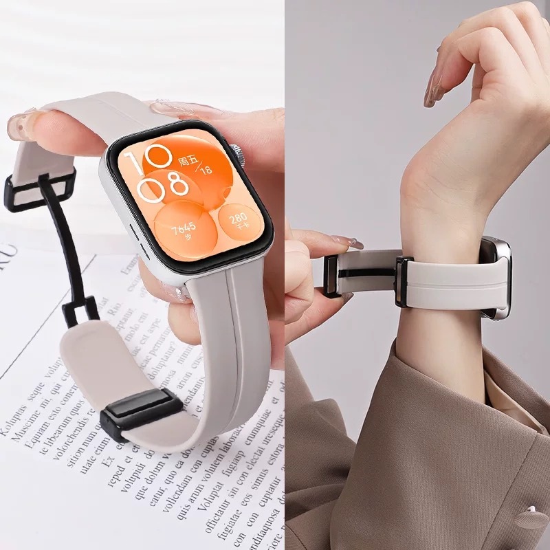 สายคล้องคอสําหรับ Xiaomi Watch นาฬิกากันน้ํากีฬาสายรัดซิลิโคนแม่เหล็กเปลี่ยนสายรัดข้อมือสําหรับ Xiao