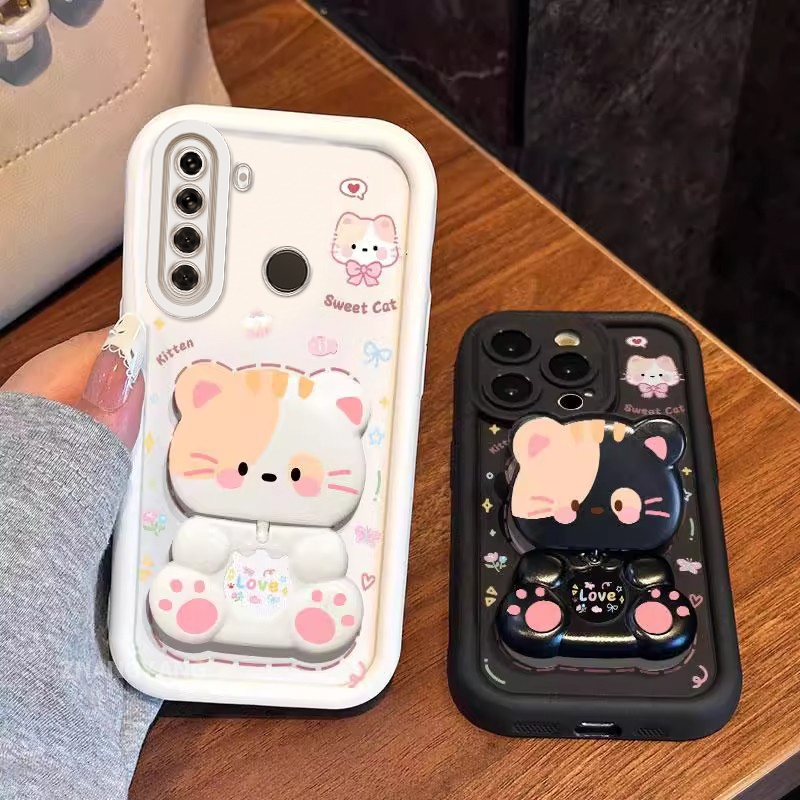 เคสสําหรับRealme 6 Realme 6 Proความงามหมีขาตั้งหมุนได้เคสโทรศัพท์ดีไซน์ใหม่ซิลิโคนกันกระแทกTPU soft shell