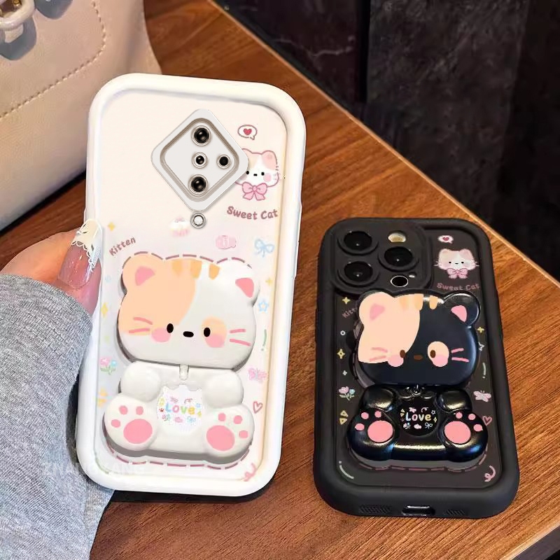 เคสสําหรับ vivo S1 Pro ความงามหมี ขาตั้งหมุนได้ เคสโทรศัพท์ดีไซน์ใหม่ ซิลิโคนกันกระแทก TPU นิ่ม