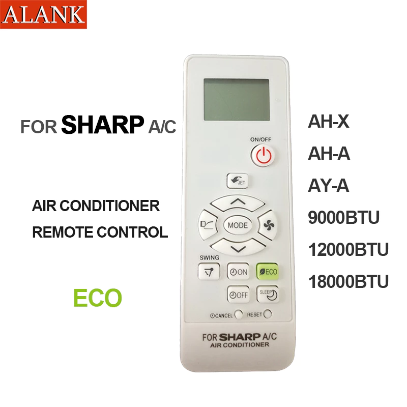 ALANK Remote รีโมทแอร์ SHARP (สำหรับแอร์แยกส่วน) 9000BTU 12000BTU 18000BTU โหมด ECO ลดการใช้พลังงาน