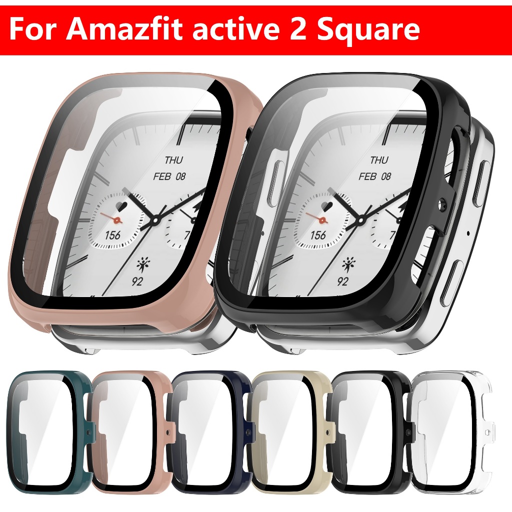 Tempered Glass Cover For เคส Amazfit Active2 Square Case Full Covered Amazfit Active 2 Square เคส Pr