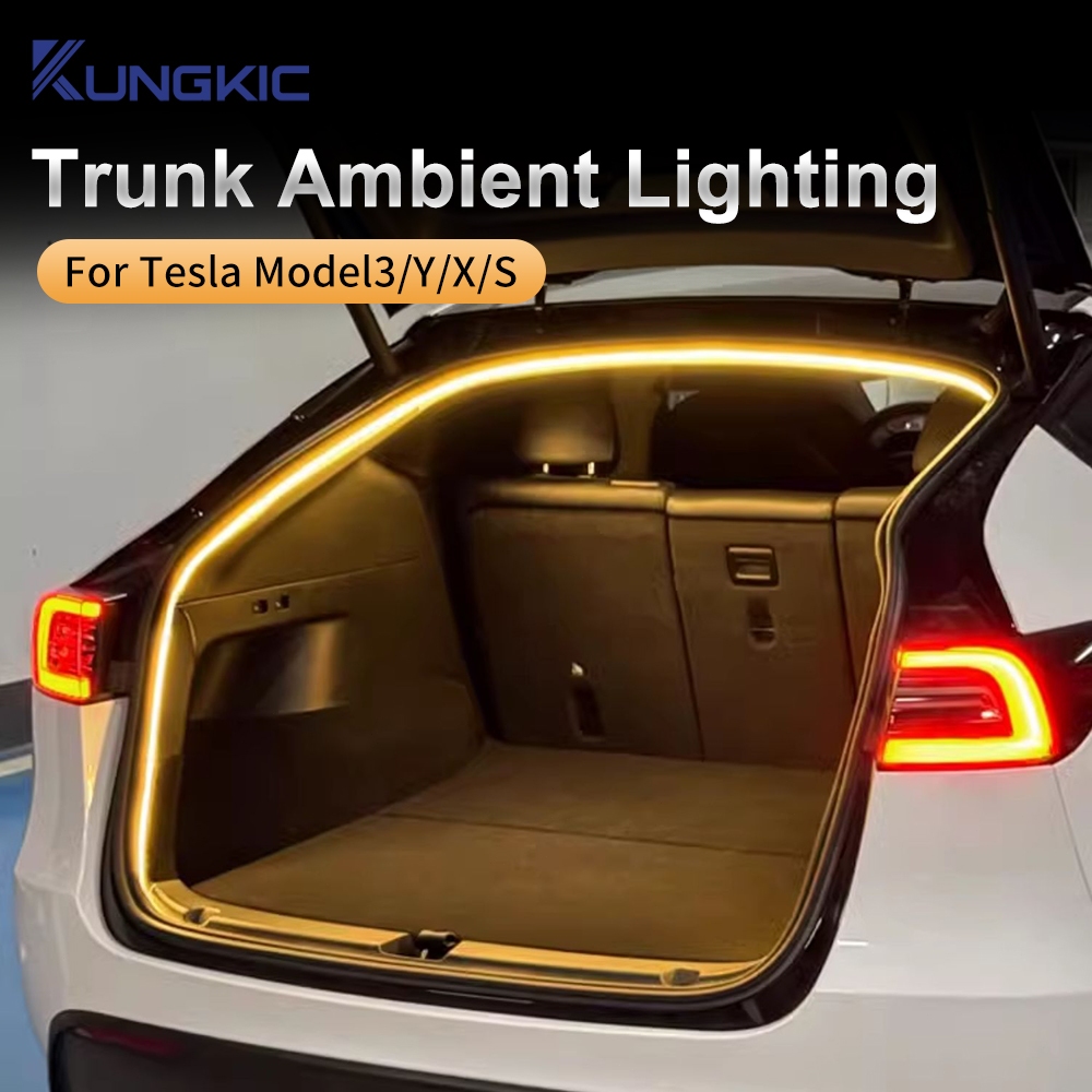 สําหรับ Tesla รุ่น 3 Highland รุ่น Y Juniper XS รถ LED Strip Light ยานยนต์ Trunk บรรยากาศกันน้ําภายในรถ LED โคมไฟ