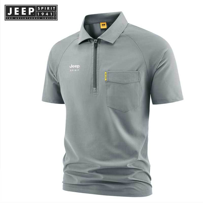 เสื้อโปโลผู้ชาย JEESPIRIT 1941 สำหรับฤดูร้อน สีเรียบ