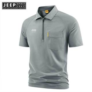 เสื้อโปโลผู้ชาย JEESPIRIT 1941 สำหรับฤดูร้อน สีเรียบ