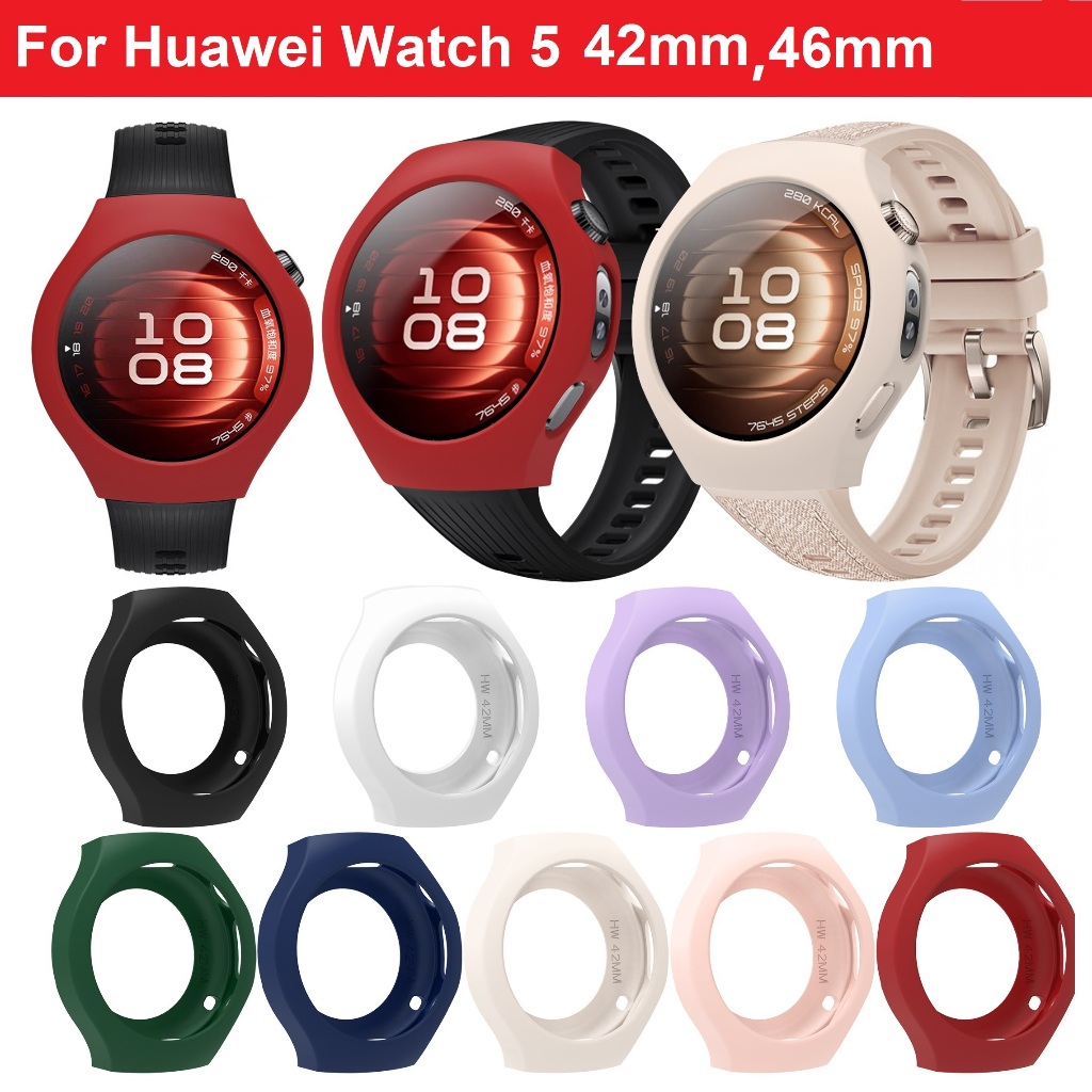 Soft Silicone Watch Case For เคส Huawei Watch 5 Case 42mm 46mm Rubber Huawei Watch 5 เคส Protective Huawei Watch 5 Protector Smart Watch เคส Huawei Watch5 Case