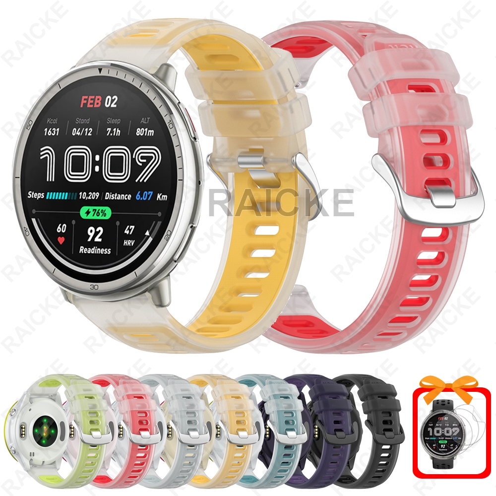 สายรัดซิลิโคนอ่อนนุ่ม สายนาฬิกาสปอร์ตสีเจลลี่สําหรับ Amazfit Active 2 / Active 2 Square / Amazfit Active 3 Premium / Amazfit Active Max