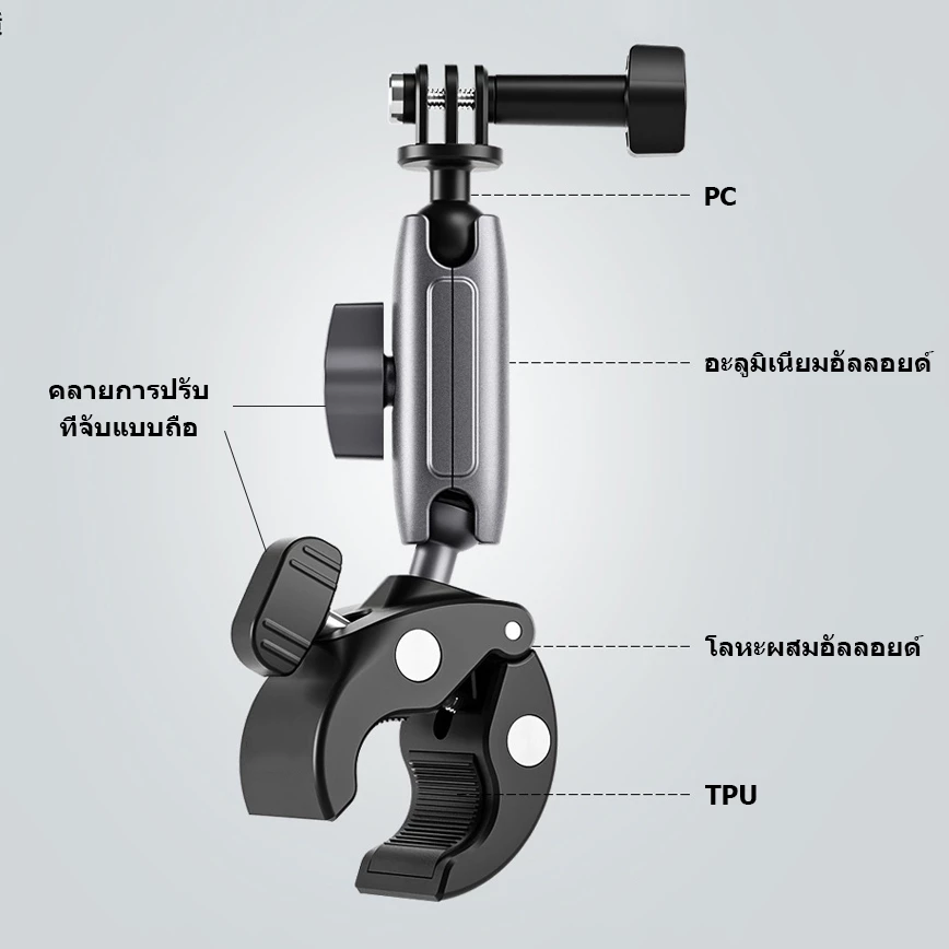 ที่ยึดแฮนด์จักรยานรถจักรยานยนต์สําหรับที่วางกล้องแอคชั่น Bicycle Motorcycle Handlebar Mount Clip for Dji OSMO 360 /Action 5 pro / Insta360 X5 thumbnail 6