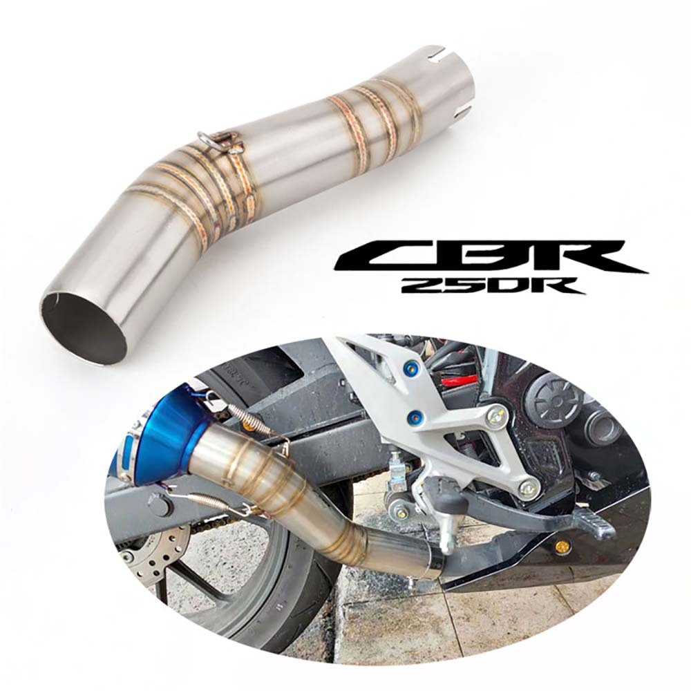 รถจักรยานยนต์ท่อไอเสียท่อกลางเชื่อมต่อสําหรับฮอนด้า CBR250RR สแตนเลส 2017-2022 CBR250 เงิน