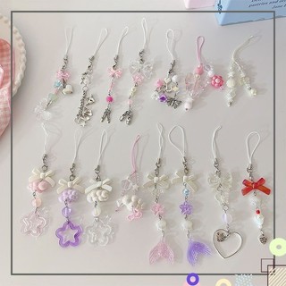 Delicate Bow Star Heart พวงกุญแจสําหรับ iphone Creative Lanyard Key Chain กระเป๋าโทรศัพท์จี้ Y2K Kpop เครื่องประดับสาวของขวัญ
