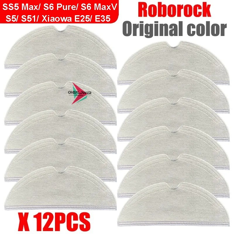 12PCS Mop ผ้า Rags Pads อุปกรณ์เสริมสําหรับ XiaoMi Roborock S5 Max S6 Pure S6 MaxV S5 S51 Xiaowa E25