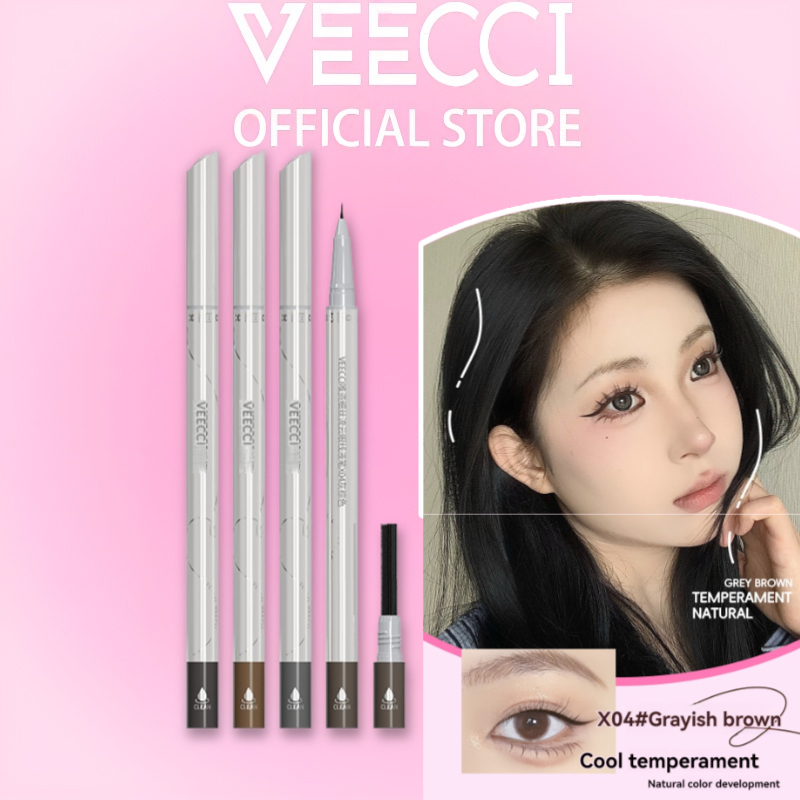 VEECCI อายไลเนอร์ ของเหลว 0.01MM อเนกประสงค์ กับ บาร์อาหารเสริม หัวปากกา ติดทน 0.3ml
