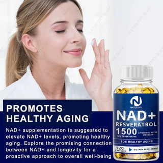 NATUSTHY NAD Resveratrol 1500mg สําหรับริ้วรอยแห่งวัย ผิว พลังงาน สารต้านอนุมูลอิสระ การเผาผลาญสุขภาพ