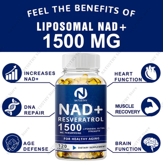NATUSTHY NAD Resveratrol 1500mg สําหรับริ้วรอยแห่งวัย ผิว พลังงาน สารต้านอนุมูลอิสระ การเผาผลาญสุขภาพ