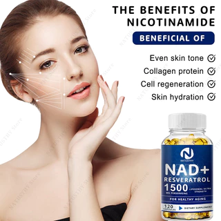 NATUSTHY NAD Resveratrol 1500mg สําหรับริ้วรอยแห่งวัย ผิว พลังงาน สารต้านอนุมูลอิสระ การเผาผลาญสุขภาพ