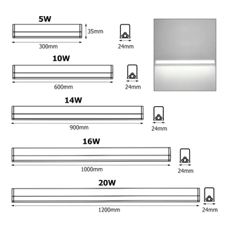 SEEDIQ T5 หลอด LED แถบไฟบางเฉียบ 3 พิน 6500K 30cm 60cm 100cm 120cm 5w 10w 14w 16w 18w LEDชุดไฟติดราง