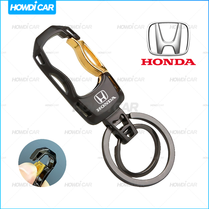 แฟชั่น Forward Tech พวงกุญแจรถสีดําสีทองสําหรับ Honda